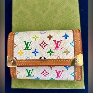 Colorful Louis Vuitton fold over wallet - white
